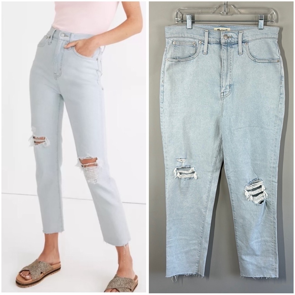 NWT Madewell‎ The Mom Jean In Harmon Wash Raw Hem Size 31